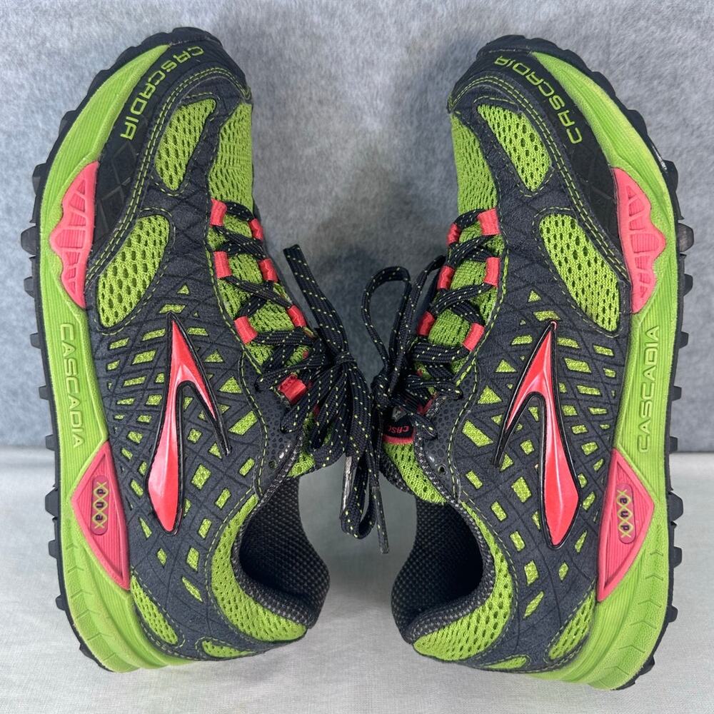 Brooks Women's sz 8 Cascadia 7 Green & Pink Trail Running Sneaker Outdoor Hiking - Picture 5 of 10